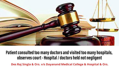 Patient consulted too many doctors and visited too many hospitals, observes court - Hospital / doctors held not negligent